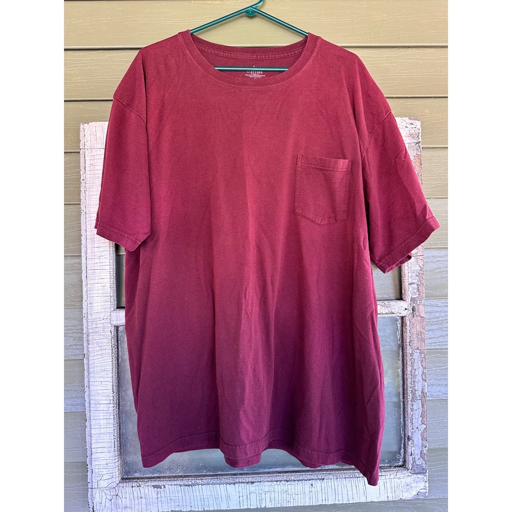 Stafford Mens XL Burgundy Heavyweight Pocket Tee Classic Fit Premium Performance